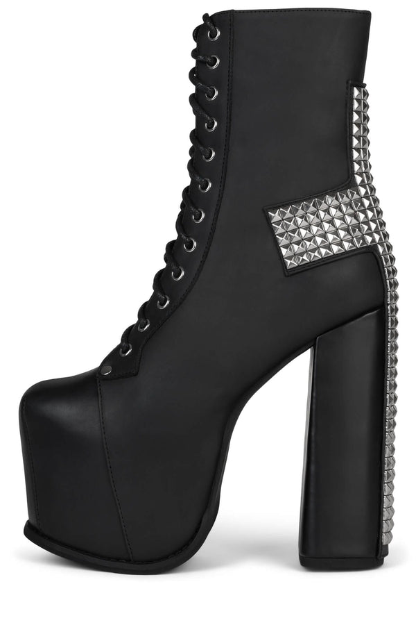 jeffrey campbell BL-CROSS Platform Boot Black Washed Silver