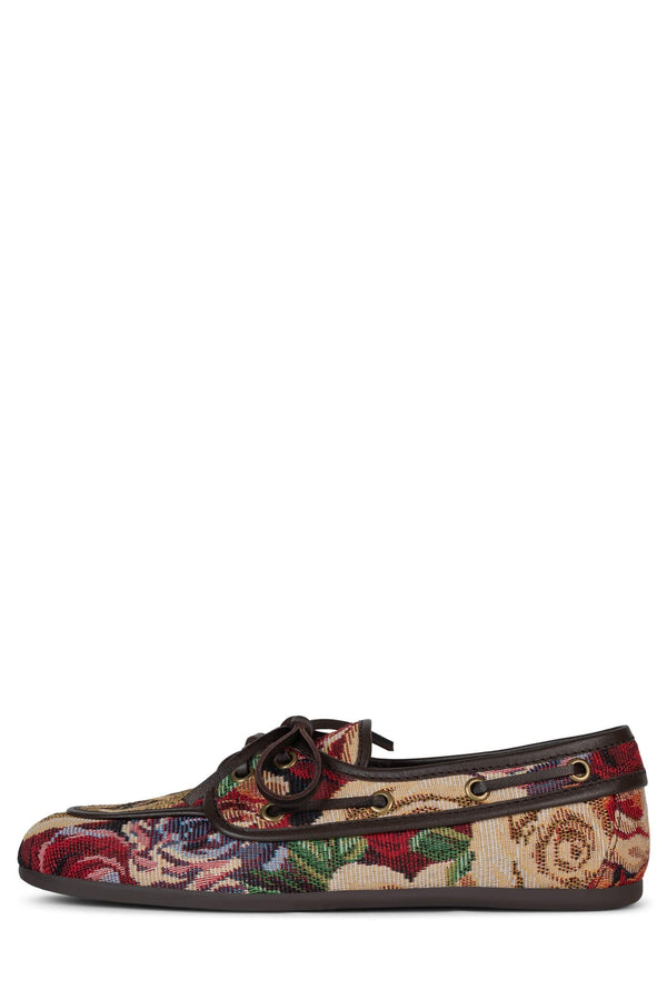 jeffrey campbell BOAST loafer Red Brown Floral Tapestry