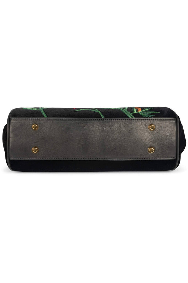 Jeffrey Campbell BRODERIE Bag Black Velvet Floral Multi