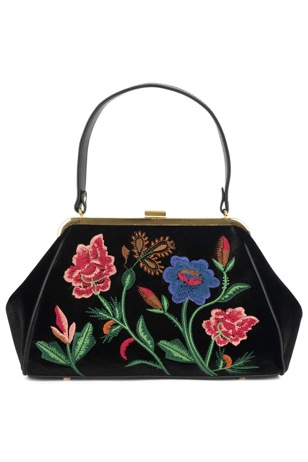 jeffrey campbell BRODERIE Bag Black Velvet Floral Multi