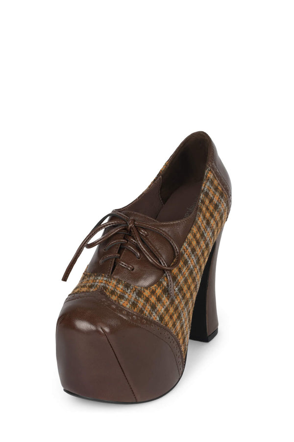 Jeffrey Campbell BRONTE Platform Oxford Espresso Pat Yellow Plaid