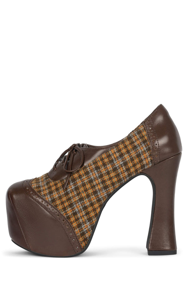 jeffrey campbell BRONTE Platform Oxford Espresso Pat Yellow Plaid
