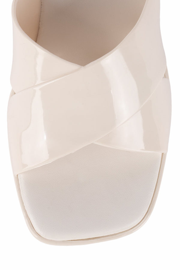 Jeffrey Campbell BUBBLEGUM Platform Sandal Cream Shiny
