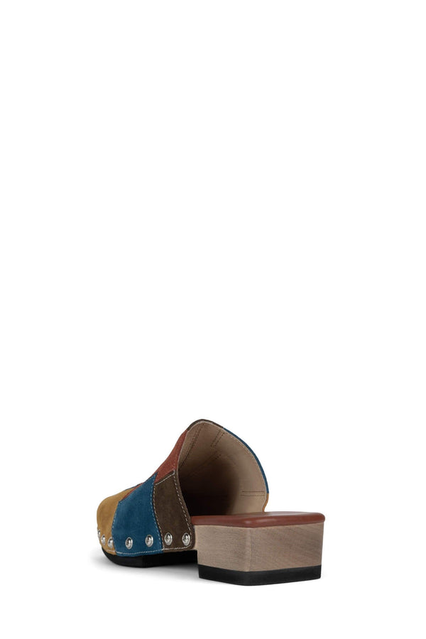 Jeffrey Campbell CALCEUS Heeled Mule Neutral Suede Multi