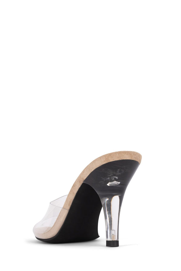 Jeffrey Campbell CENDRILLON Heeled Sandal Nude Suede Clear