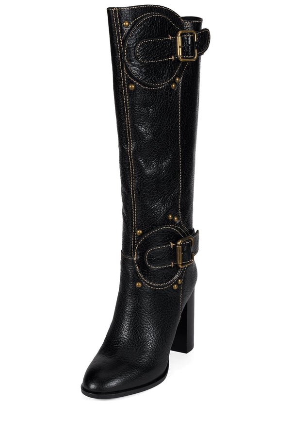 Jeffrey Campbell CHANTEL Knee-High Boot Black Crinkle Bronze