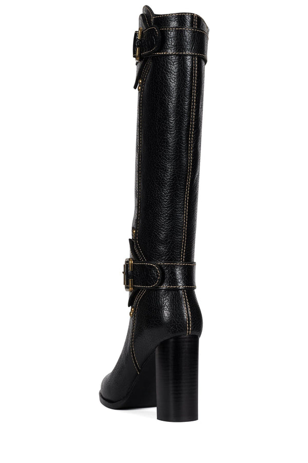 Jeffrey Campbell CHANTEL Knee-High Boot Black Crinkle Bronze