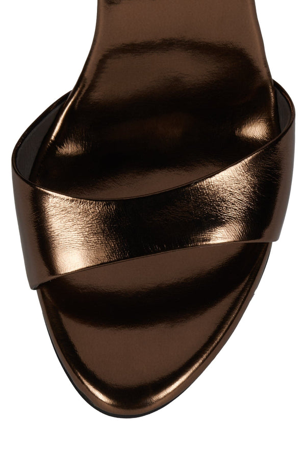 Jeffrey Campbell CHEAT-CODE Heeled Sandal Brown Metallic
