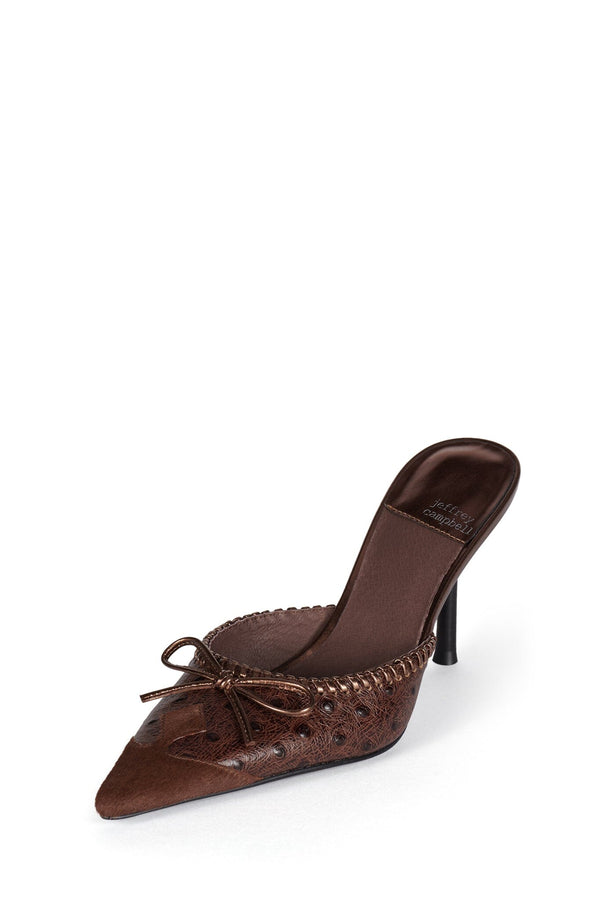 Jeffrey Campbell CLARA-B-F Heeled Mule Brown Ostrich Combo