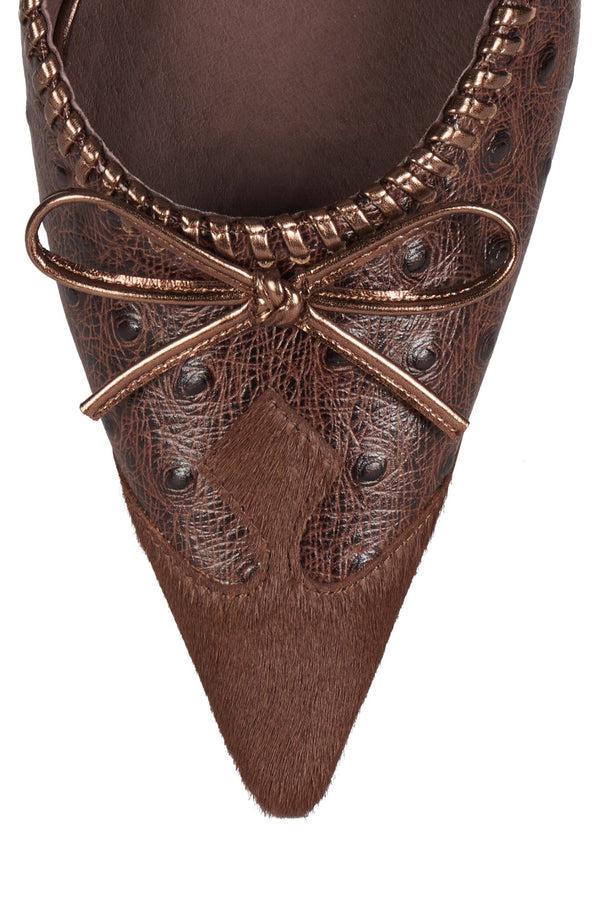 Jeffrey Campbell CLARA-B-F Heeled Mule Brown Ostrich Combo