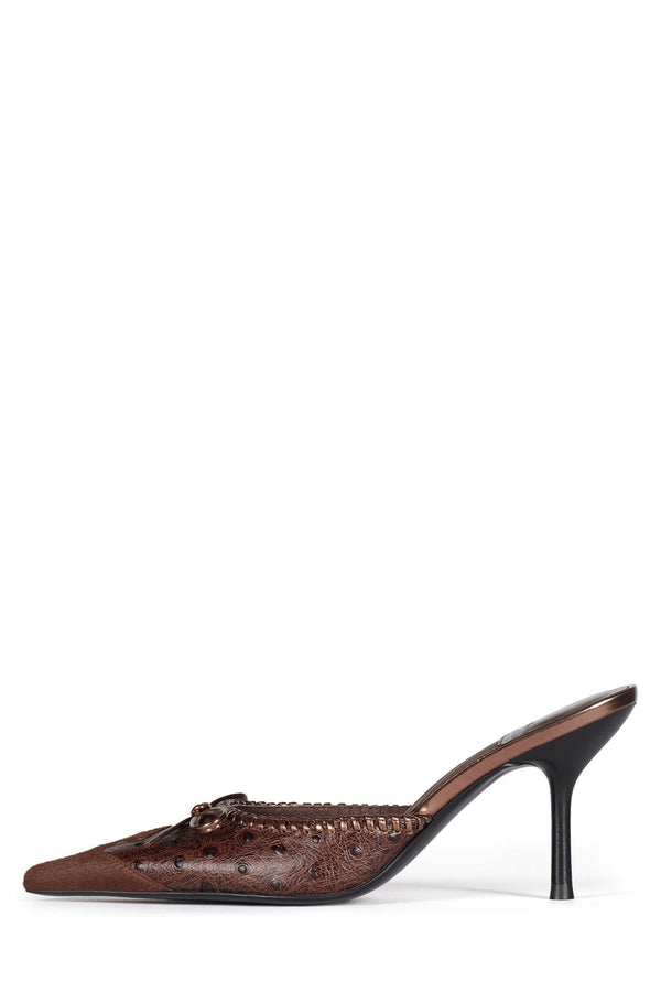 jeffrey campbell CLARA-B-F Heeled Mule Brown Ostrich Combo