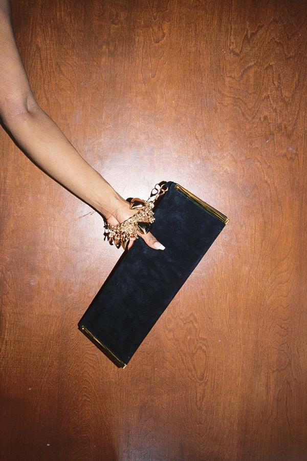 Jeffrey Campbell CLUTCH-CHM Clutch Black Suede Gold