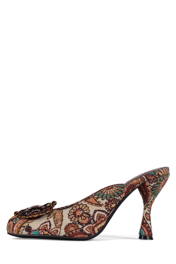 jeffrey campbell CRUMPET Heeled Mule Beige Rust Tapestry