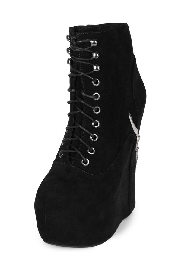 Jeffrey Campbell DAMSEL-CLW Platform Boot Black Suede Pewter