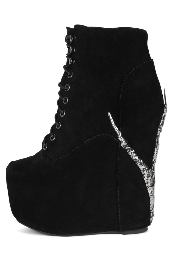jeffrey campbell DAMSEL-CLW Platform Boot Black Suede Pewter