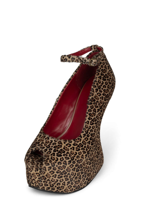 Jeffrey Campbell DAYTIME-F Platform Wedge Baby Beige Brown Cheetah