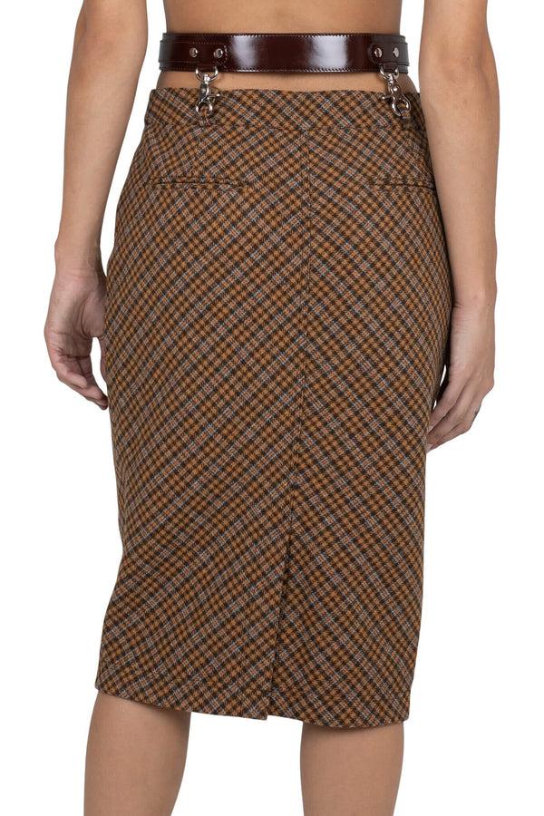 Jeffrey Campbell DELPHY SKIRT Skirt Brown Plaid Tweed