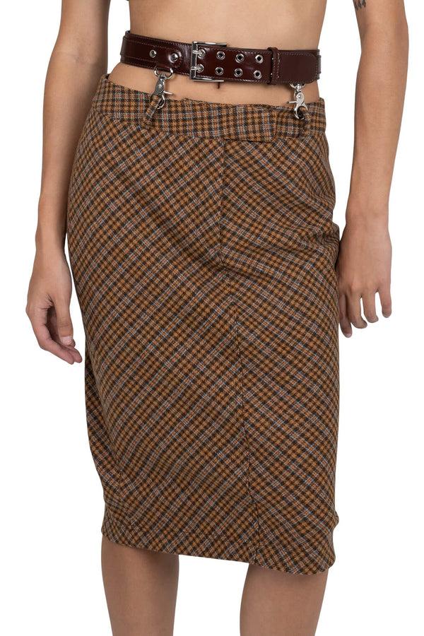 Jeffrey Campbell DELPHY SKIRT Skirt Brown Plaid Tweed