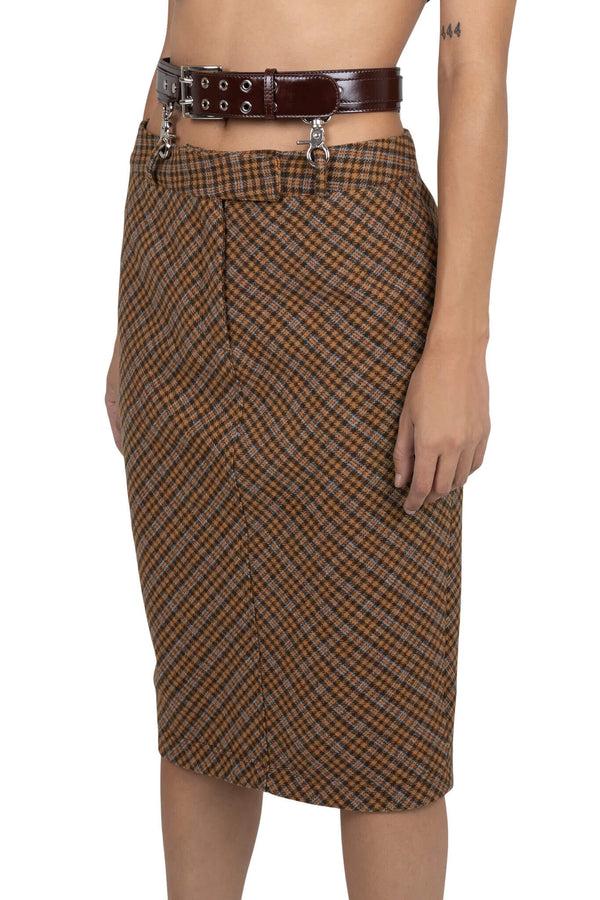 Jeffrey Campbell DELPHY SKIRT Skirt Brown Plaid Tweed