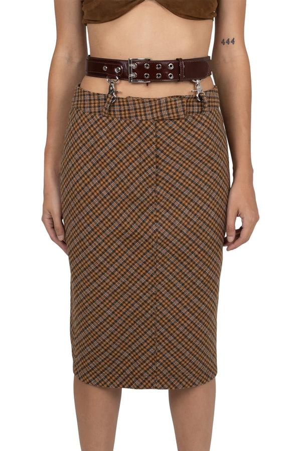 jeffrey campbell DELPHY SKIRT Skirt Brown Plaid Tweed