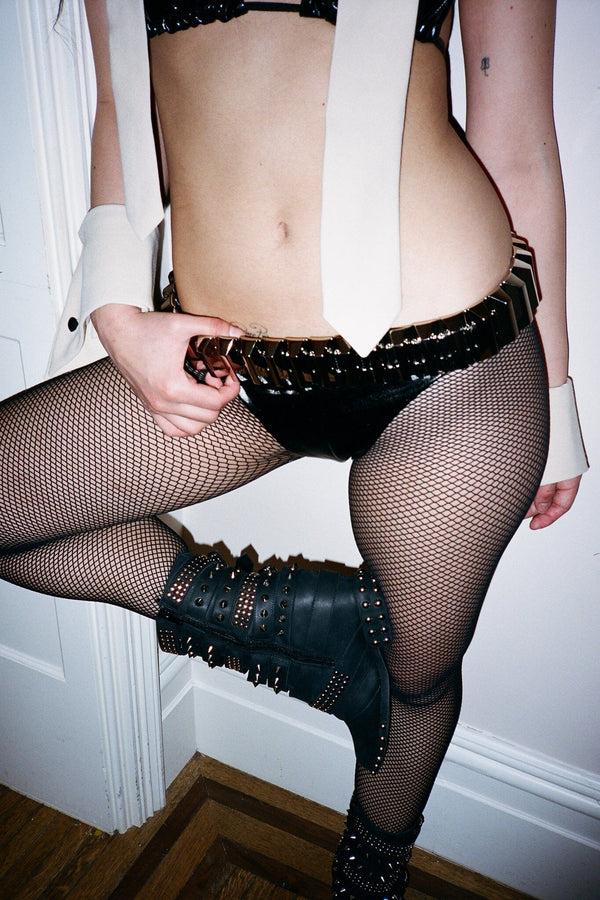 Jeffrey Campbell DRACO-STUD Mid-Calf Boot Black Gold