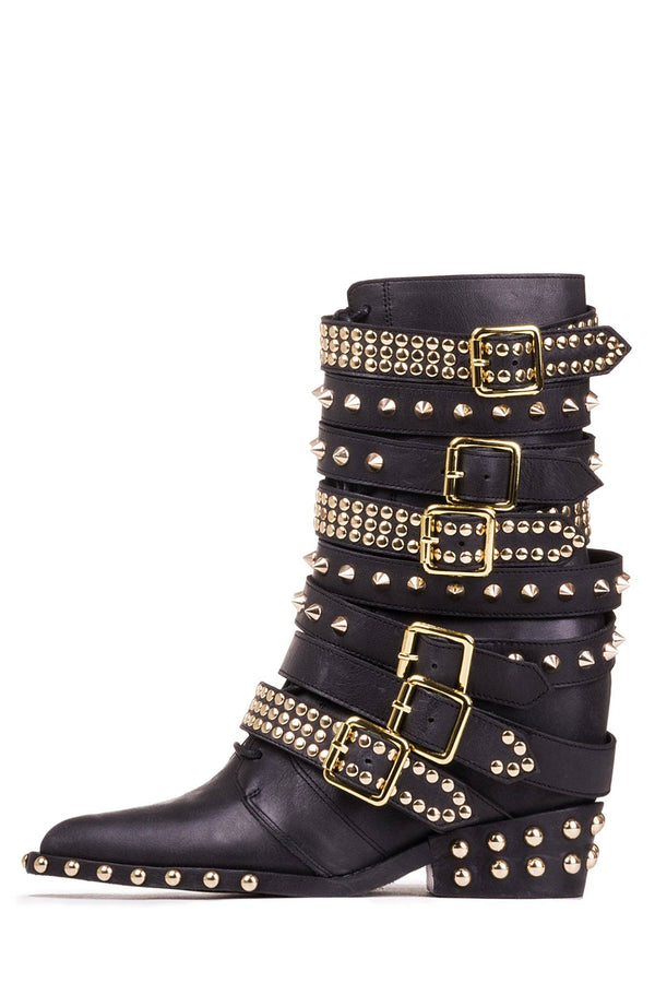 jeffrey campbell DRACO-STUD Mid-Calf Boot Black Gold