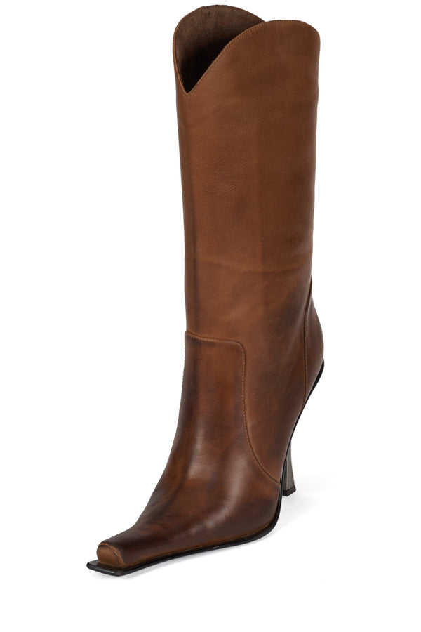 Jeffrey Campbell DULCIMER Mid-Calf Boot Brown Ruboff