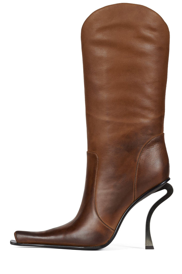 jeffrey campbell DULCIMER Mid-Calf Boot Brown Ruboff