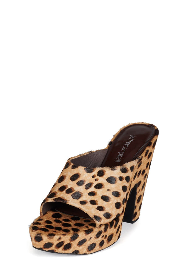 Jeffrey Campbell ENRICHED-F Platform Sandal Beige Brown Spot