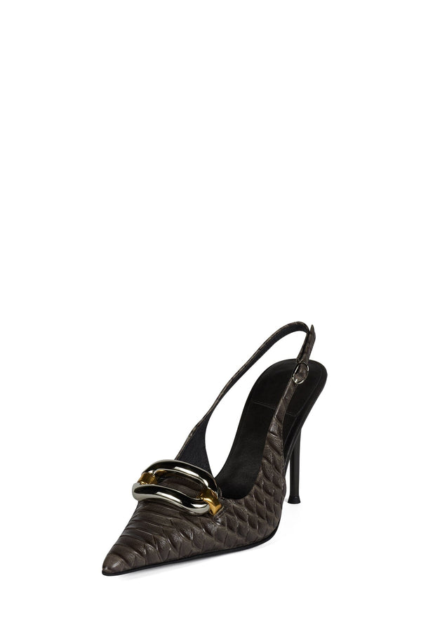 Jeffrey Campbell ENTERPRISE Slingback Heel Dark Grey Snake Combo