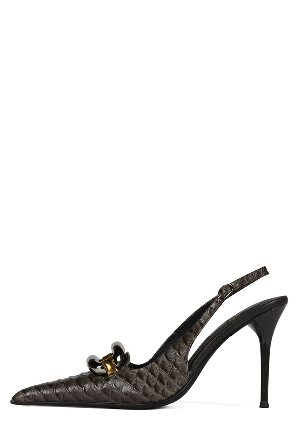 jeffrey campbell ENTERPRISE Slingback Heel Dark Grey Snake Combo