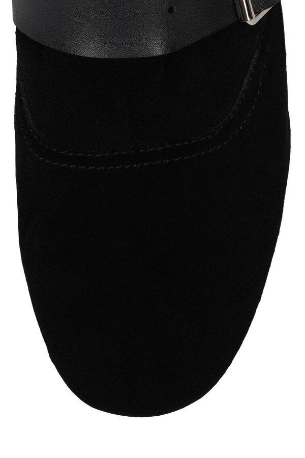 Jeffrey Campbell FASTENED Knee-High Boot Black Suede Black