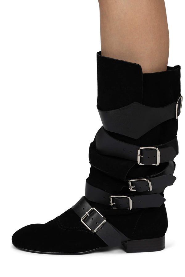 jeffrey campbell FASTENED Knee-High Boot Black Suede Black