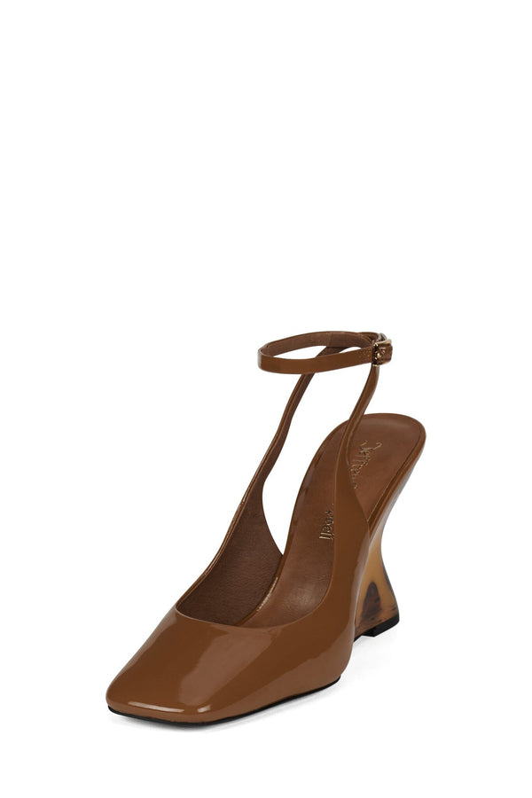Jeffrey Campbell FAVRILE Wedge Sandal Tan Patent Combo