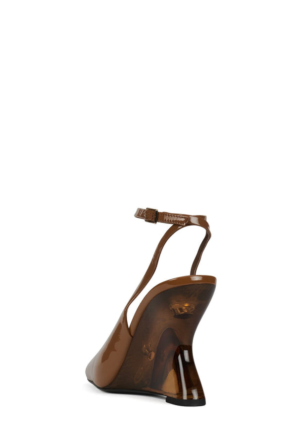 Jeffrey Campbell FAVRILE Wedge Sandal Tan Patent Combo