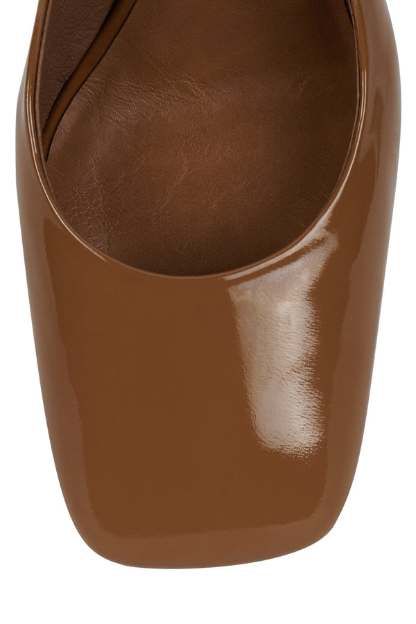 Jeffrey Campbell FAVRILE Wedge Sandal Tan Patent Combo