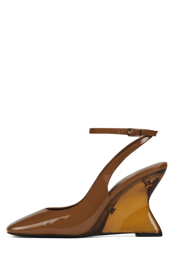 jeffrey campbell FAVRILE Wedge Sandal Tan Patent Combo