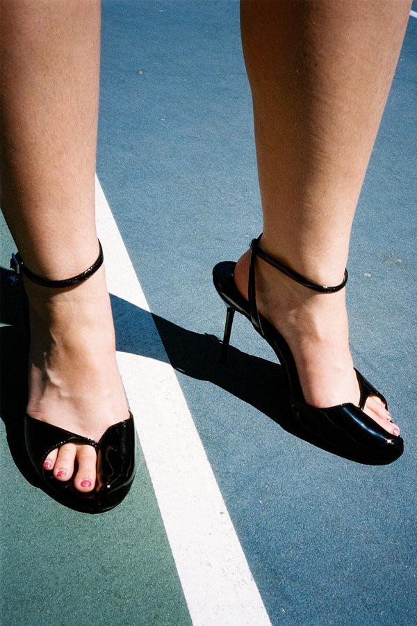 Jeffrey Campbell FONTAINE Heeled Sandal Black Patent