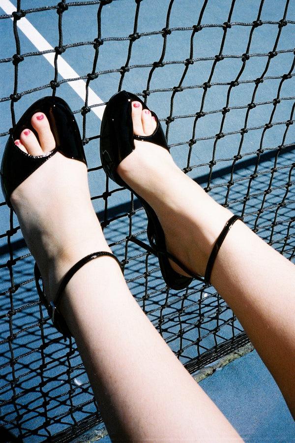 Jeffrey Campbell FONTAINE Heeled Sandal Black Patent