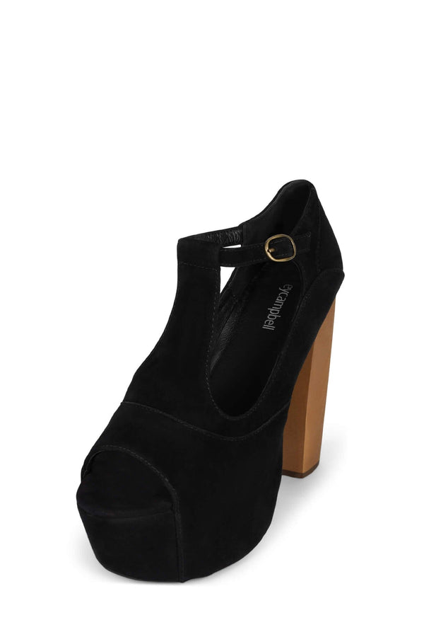 Jeffrey Campbell FOXY-WOOD Platform Sandal Black Suede