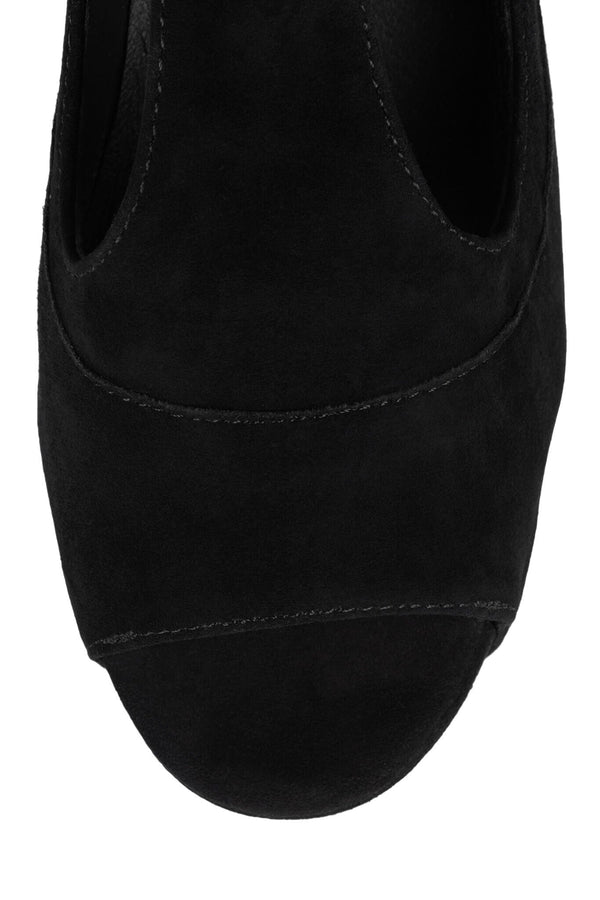 Jeffrey Campbell FOXY-WOOD Platform Sandal Black Suede