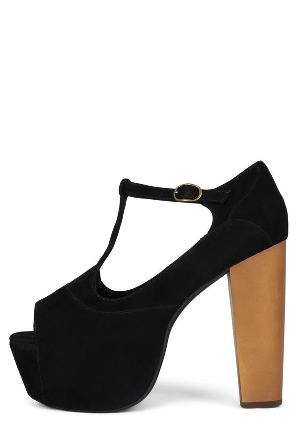 jeffrey campbell FOXY-WOOD Platform Sandal Black Suede