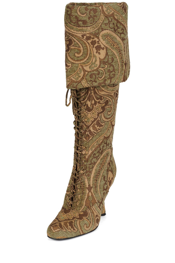 Jeffrey Campbell FULL-OUT Knee-High Boot Tan Tapestry