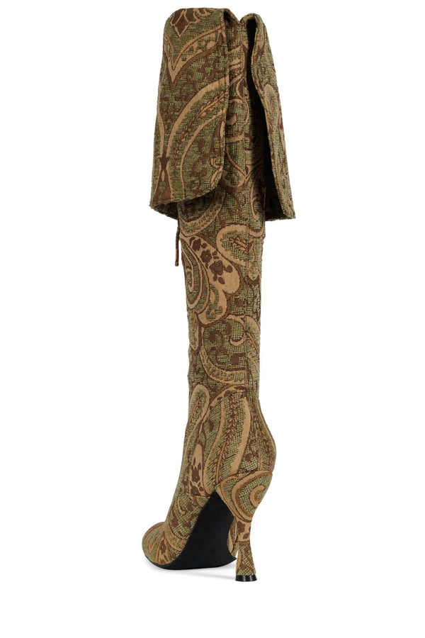 Jeffrey Campbell FULL-OUT Knee-High Boot Tan Tapestry
