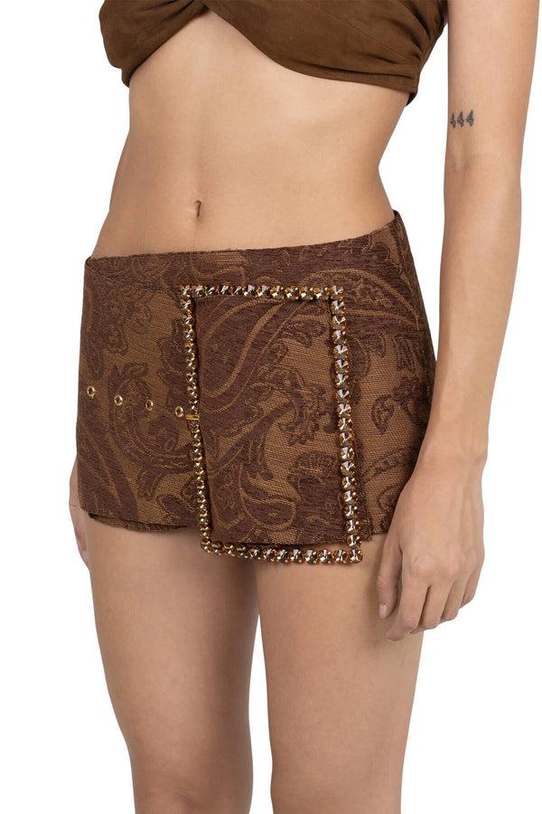 Jeffrey Campbell GIRLYPOP SKIRT Belt Brown Tapestry