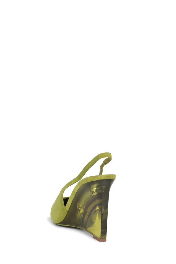 Jeffrey Campbell GLACIAL Slingback Wedge Chartreuse Suede Combo