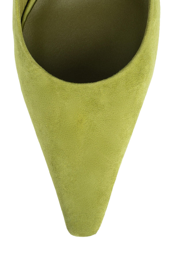 Jeffrey Campbell GLACIAL Slingback Wedge Chartreuse Suede Combo