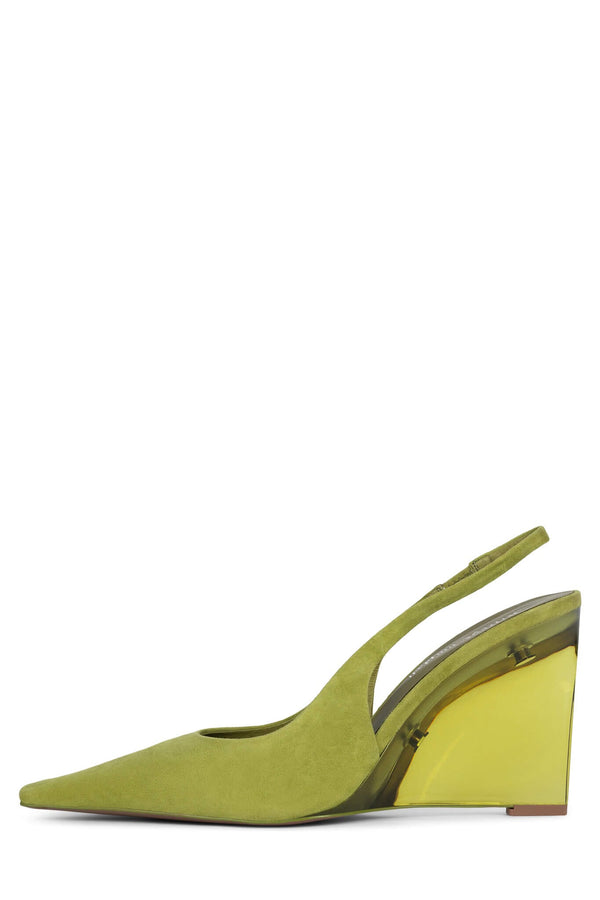 jeffrey campbell GLACIAL Slingback Wedge Chartreuse Suede Combo