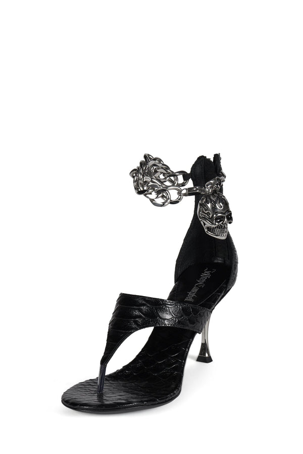 Jeffrey Campbell GRIM Heeled Sandal Black Snake Silver