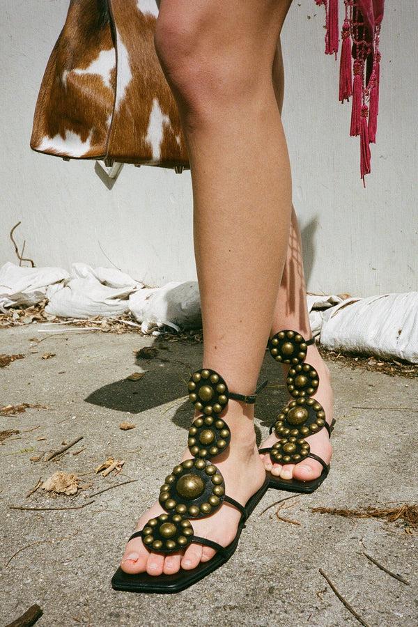 Jeffrey Campbell GUINEVERE Flat Sandal Black Bronze